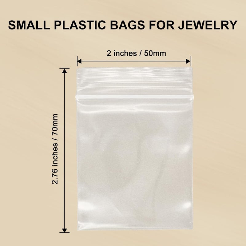 wegoup 120 PCS Small Plastic Bags for Jewelry, 2" x 2.76" Resealable Clear Poly Baggies, 2.4 Mil Mini Zip Bags for Small Business, Storage, Gifts, Candy, Screws - Image 2